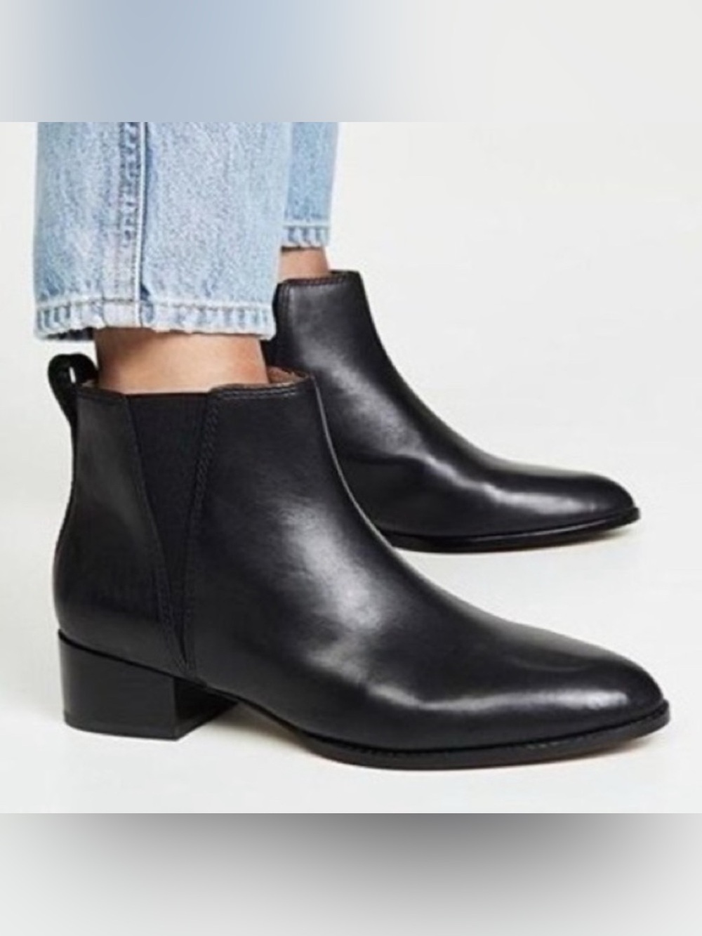 Madewell Carina Black Leather Chelsea Ankle Booties Women’s Size 8
